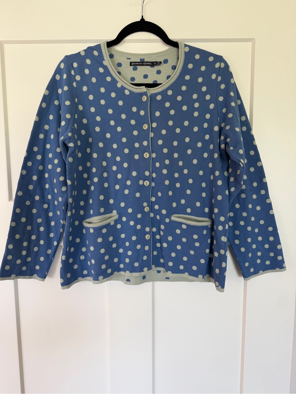 Gudrun Sjoden Polka Dot Button-Front Organic Cotton Cardigan